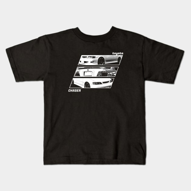 TOYOTA CHASER JZX100 Black 'N White Archive 2 (Black Version) Kids T-Shirt by Cero